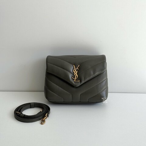 99新🆕 Saint Laurent 聖羅蘭 LouLou 灰綠色金釦 小號