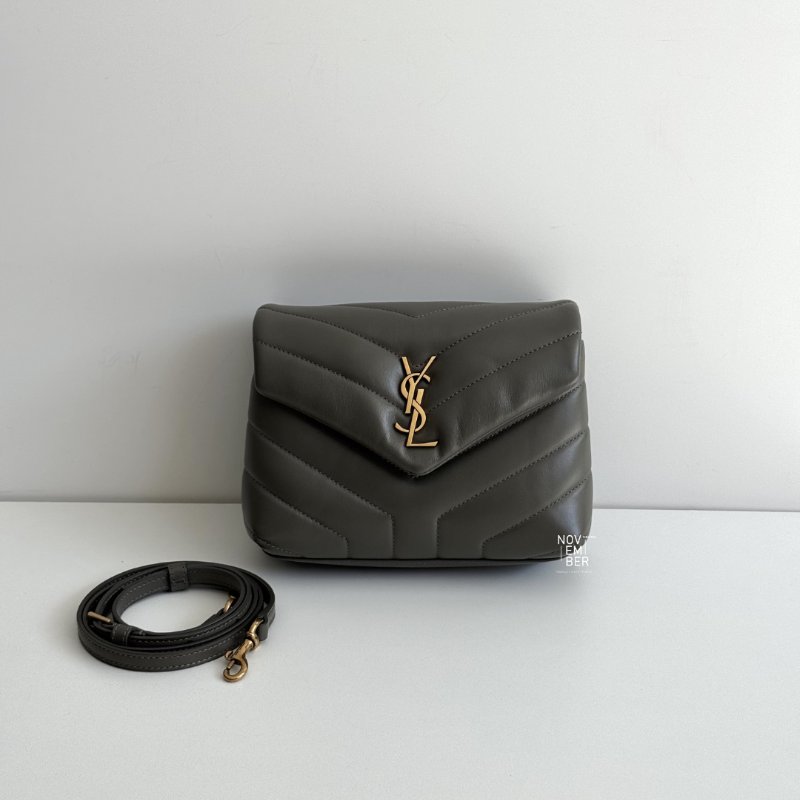 99新🆕 Saint Laurent 聖羅蘭 LouLou 灰綠色金釦 小號-0