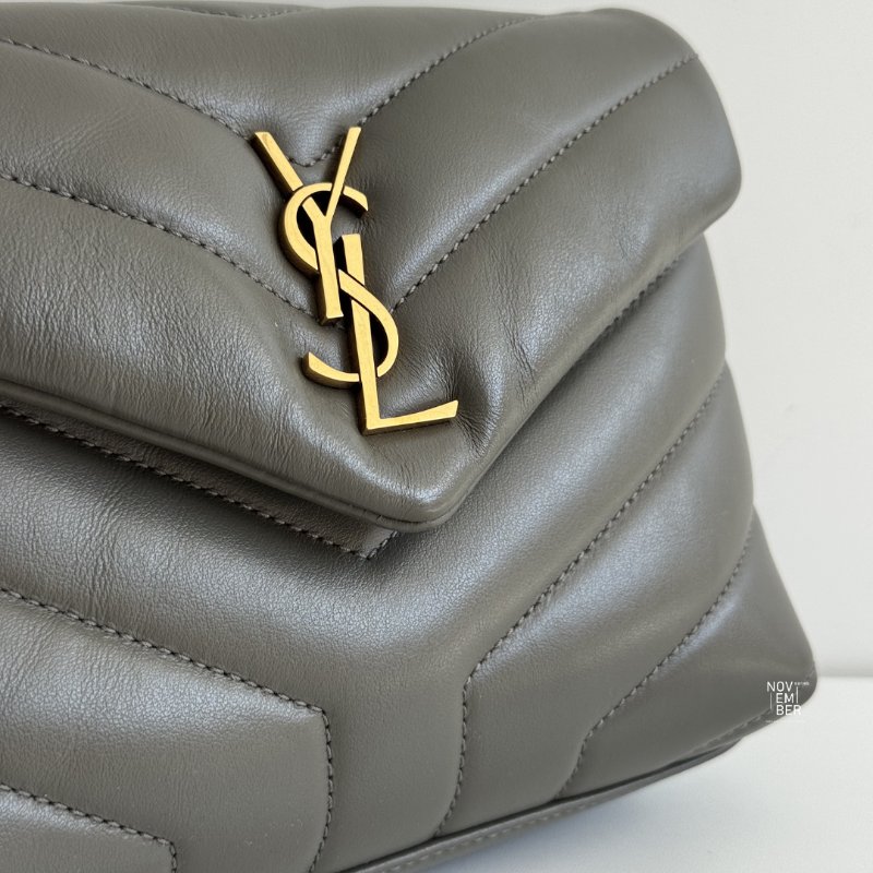99新🆕 Saint Laurent 聖羅蘭 LouLou 灰綠色金釦 小號-3