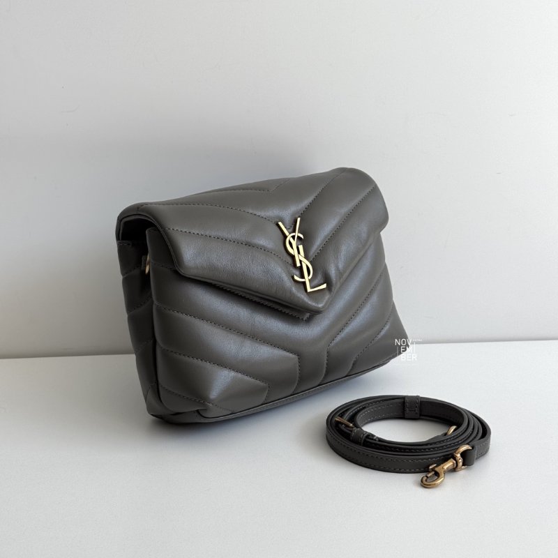 99新🆕 Saint Laurent 聖羅蘭 LouLou 灰綠色金釦 小號-4