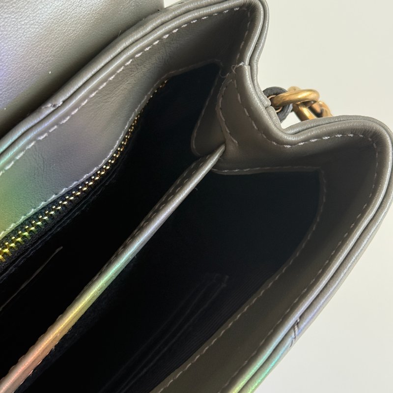 99新🆕 Saint Laurent 聖羅蘭 LouLou 灰綠色金釦 小號-11