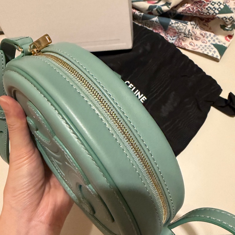 Celine 凱旋月餅包 圓餅包 小號 湖水綠 近新閒置品-2