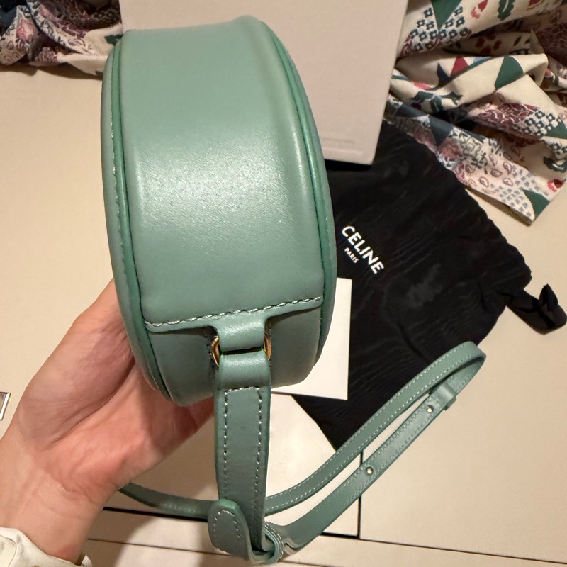 Celine 凱旋月餅包 圓餅包 小號 湖水綠 近新閒置品-8