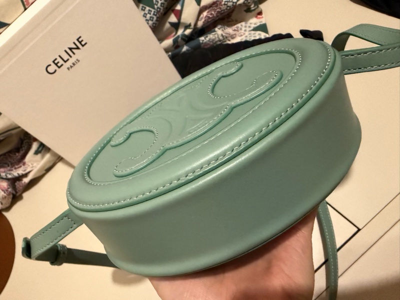 Celine 凱旋月餅包 圓餅包 小號 湖水綠 近新閒置品-9