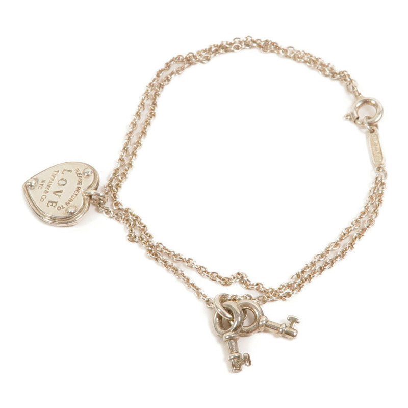 TIFFANY&CO 925純銀Heart Rock and Key Bracelet手鏈-2