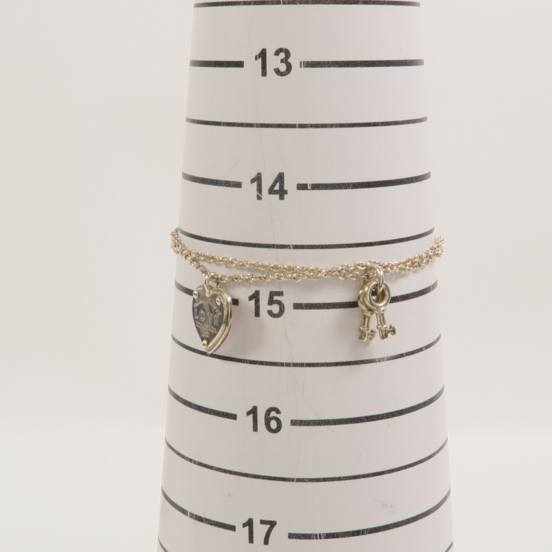 TIFFANY&CO 925純銀Heart Rock and Key Bracelet手鏈-8