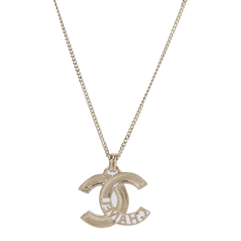 CHANEL 金屬Crystal Cut-Out CC Logo Necklace項鍊-1