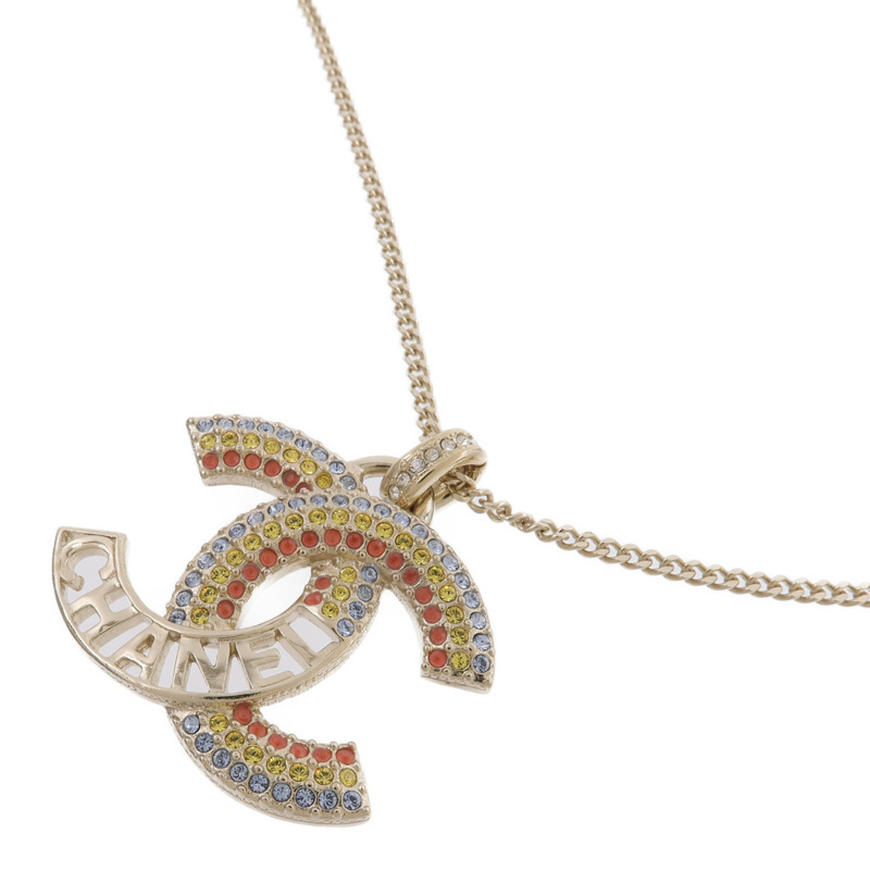 CHANEL 金屬Crystal Cut-Out CC Logo Necklace項鍊-2