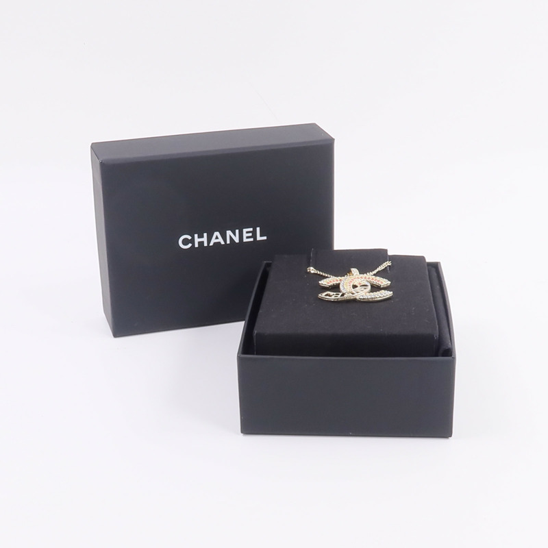 CHANEL 金屬Crystal Cut-Out CC Logo Necklace項鍊-8