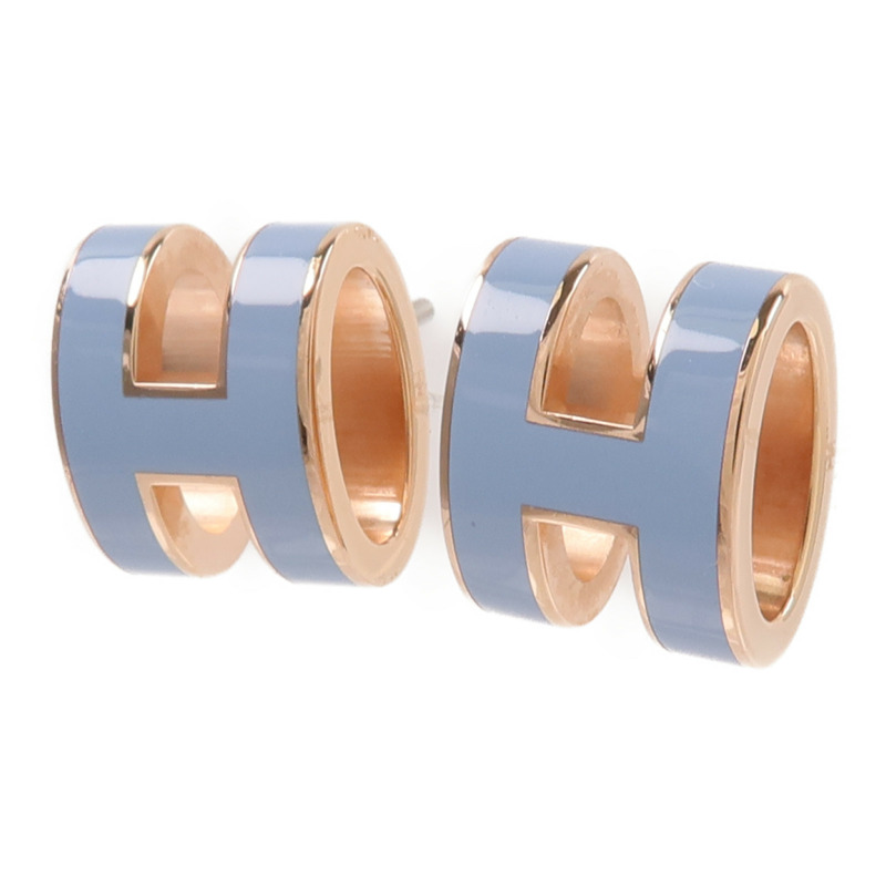 HERMES 金屬Mini Pop H Earrings耳環Bleu Polaire-1