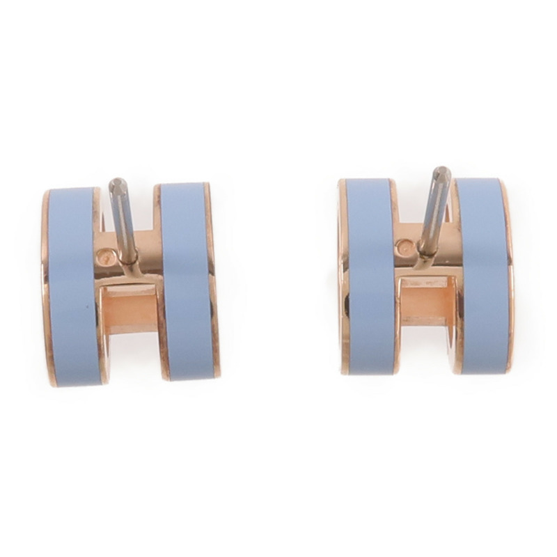 HERMES 金屬Mini Pop H Earrings耳環Bleu Polaire-2