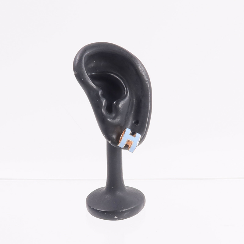 HERMES 金屬Mini Pop H Earrings耳環Bleu Polaire-5