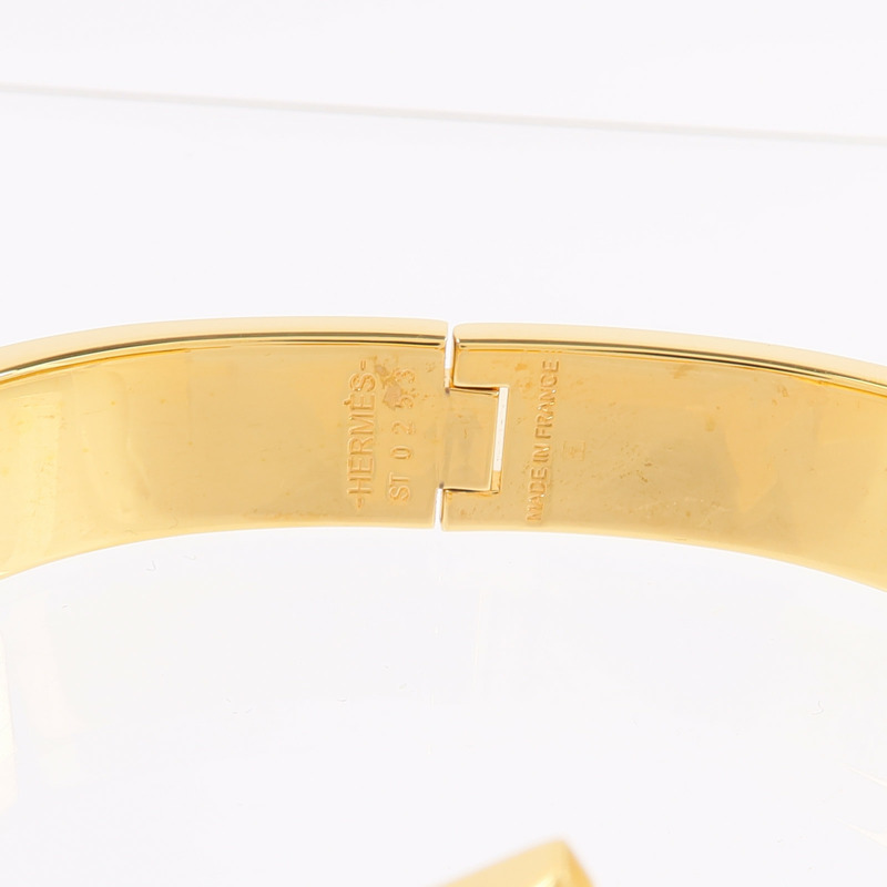HERMES 金屬/琺瑯Clic-H手鐲Marron Glace-6