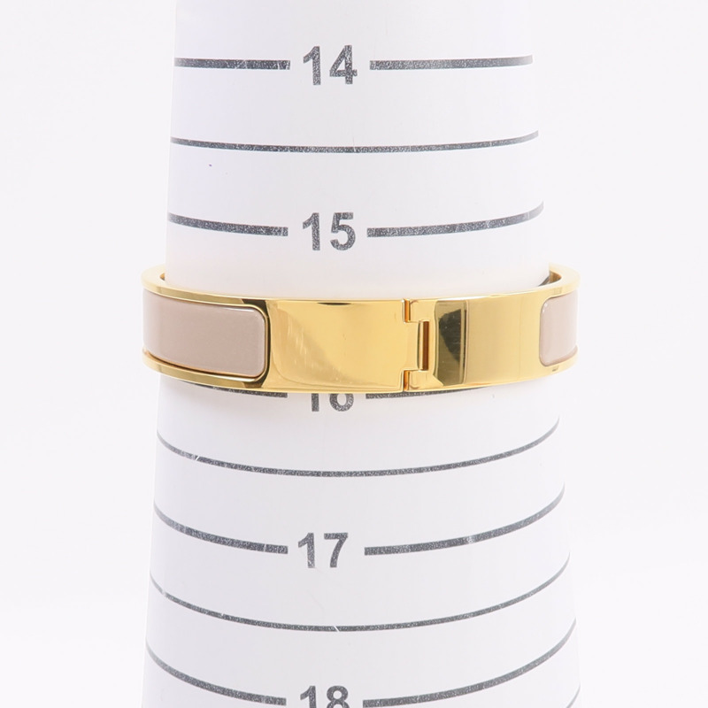 HERMES 金屬/琺瑯Clic-H手鐲Marron Glace-9
