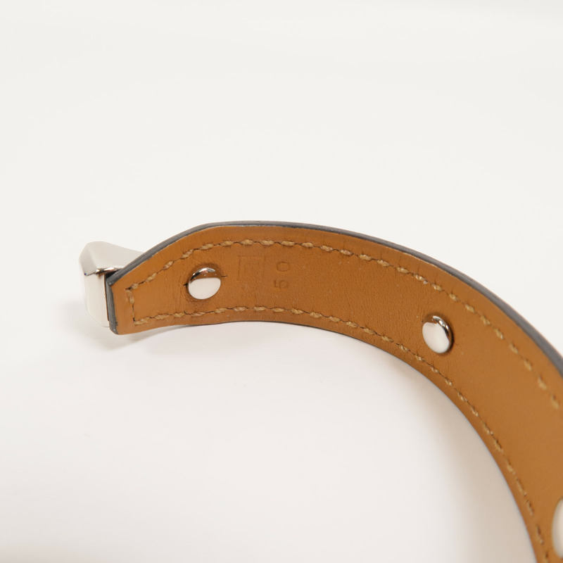 HERMES 金屬/Box皮革Open Cuff Bracelet手鐲Noir-4