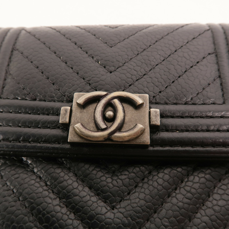 CHANEL 牛皮皮革Boy Wallet錢包-10