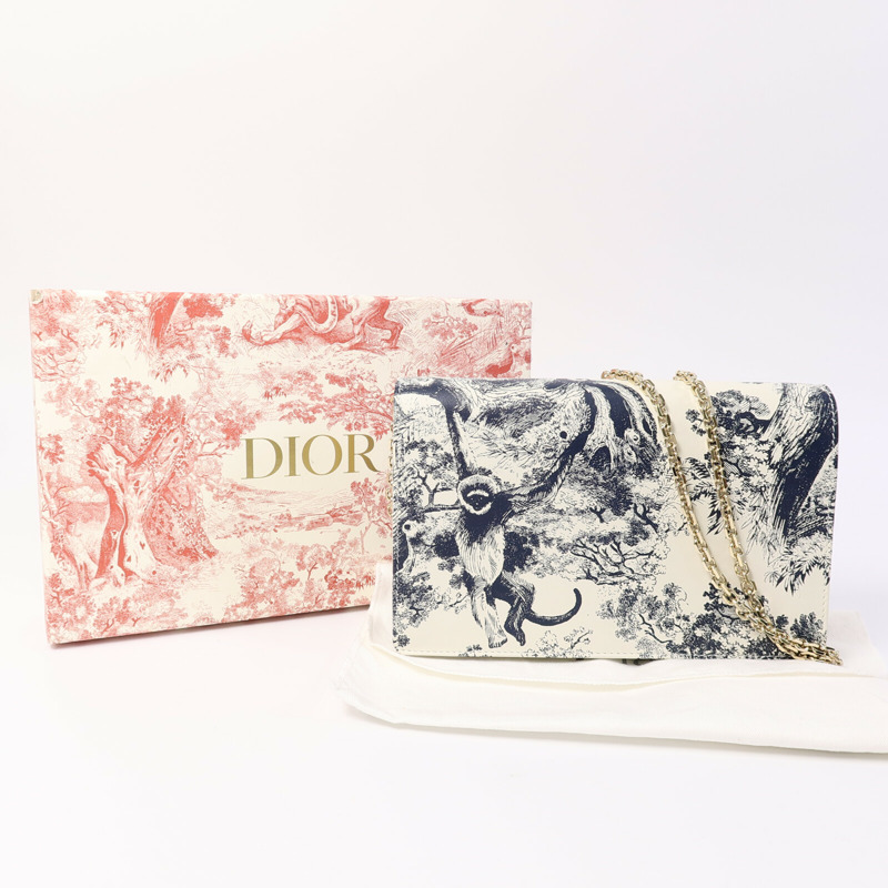 Dior 牛皮皮革Toile De Jouy WOC鏈帶肩背袋-9