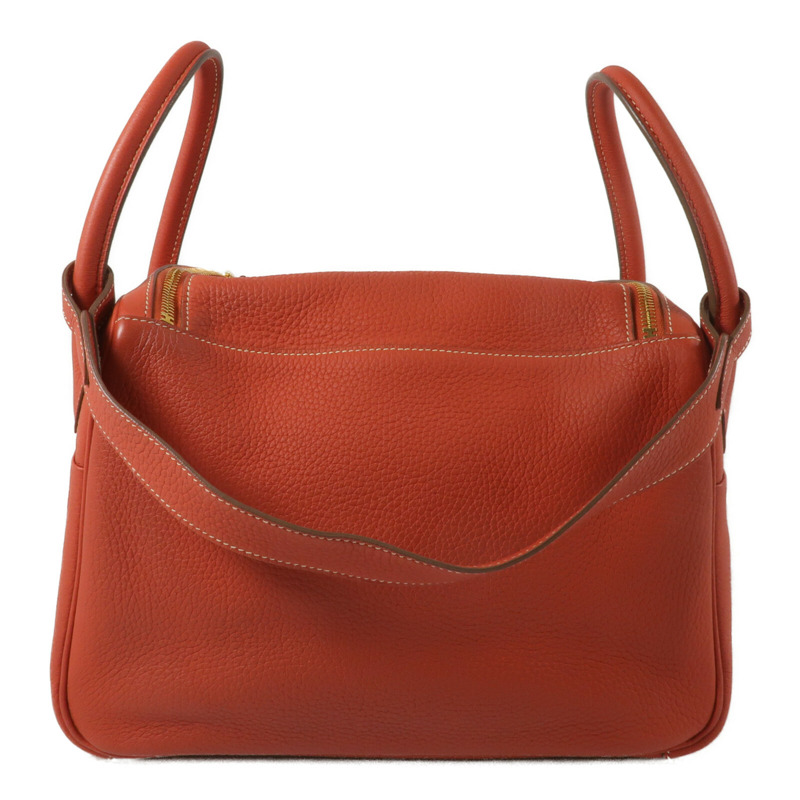 HERMES Clemence皮革Lindy 30肩背袋Rouge Tomate-2