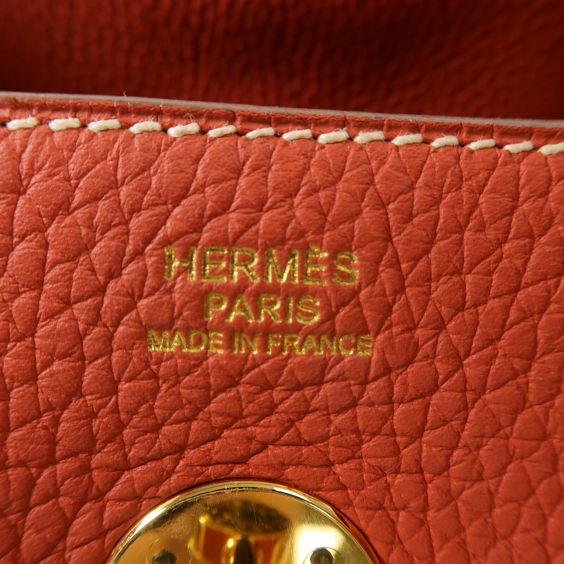 HERMES Clemence皮革Lindy 30肩背袋Rouge Tomate-5