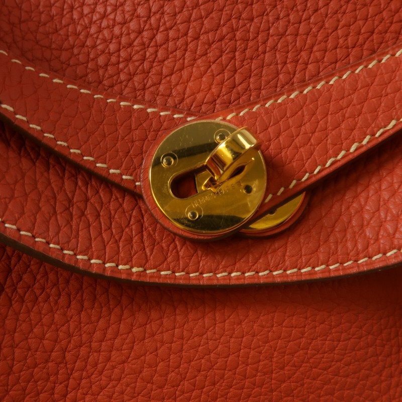 HERMES Clemence皮革Lindy 30肩背袋Rouge Tomate-7