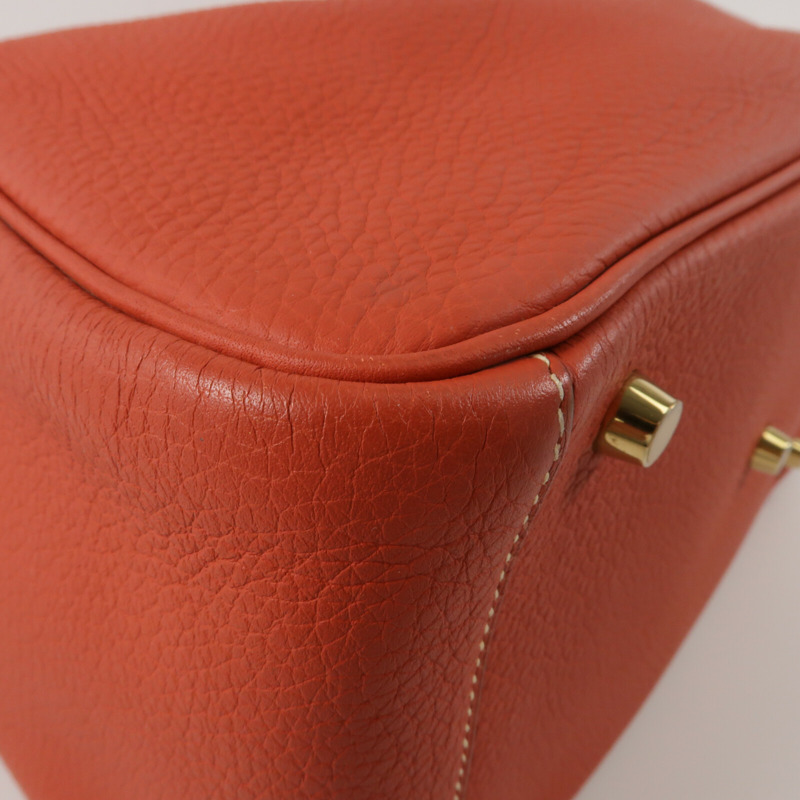 HERMES Clemence皮革Lindy 30肩背袋Rouge Tomate-10
