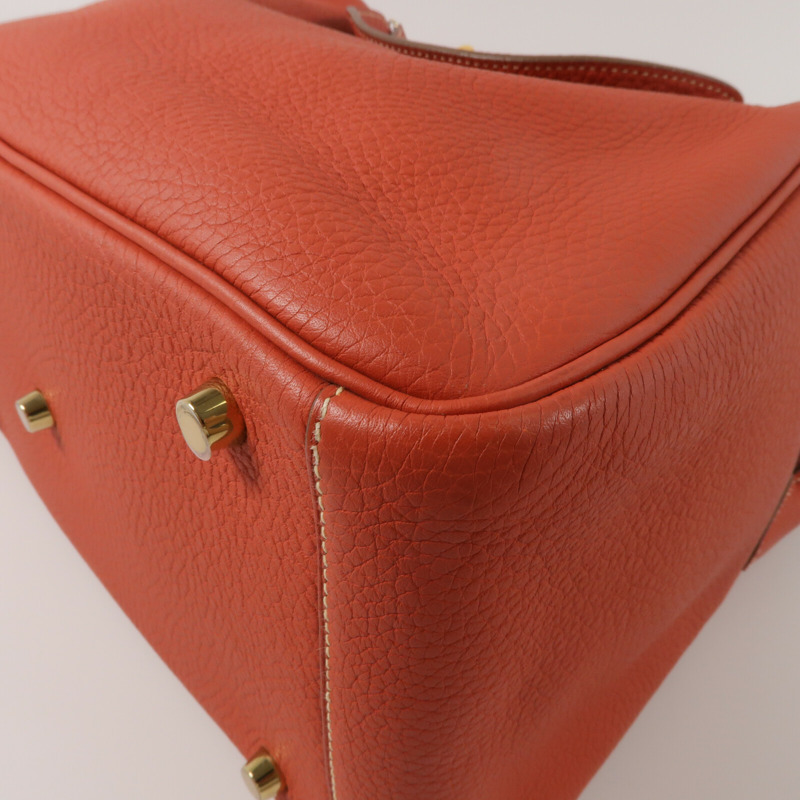 HERMES Clemence皮革Lindy 30肩背袋Rouge Tomate-11