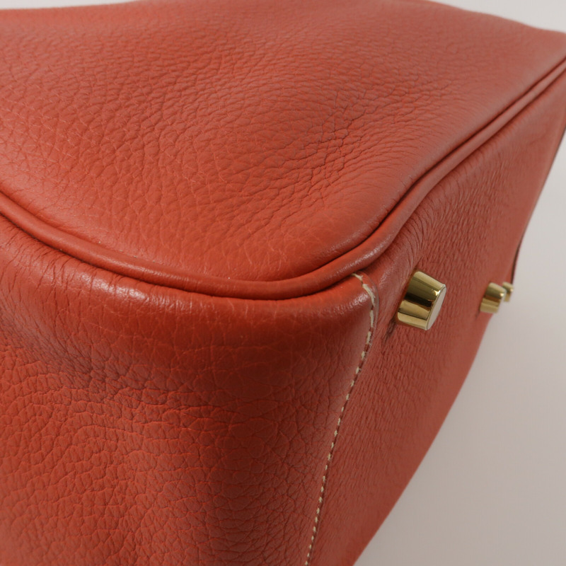 HERMES Clemence皮革Lindy 30肩背袋Rouge Tomate-12
