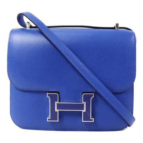 HERMES Epsom皮革Constance Mini肩背袋Bleu France