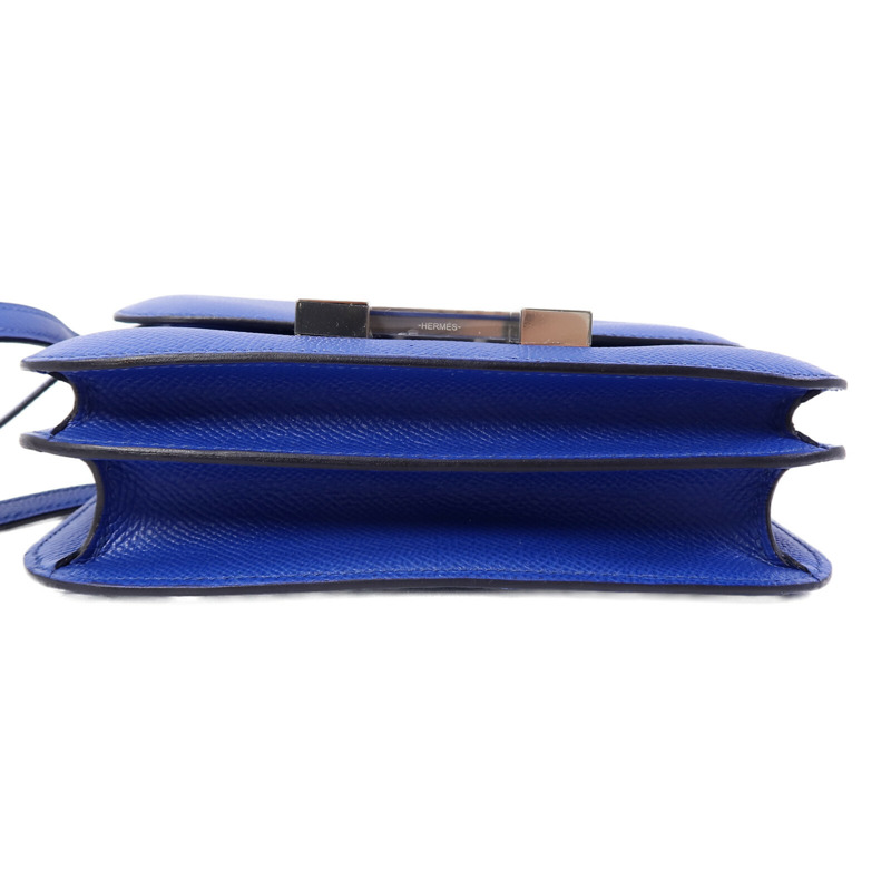HERMES Epsom皮革Constance Mini肩背袋Bleu France-3