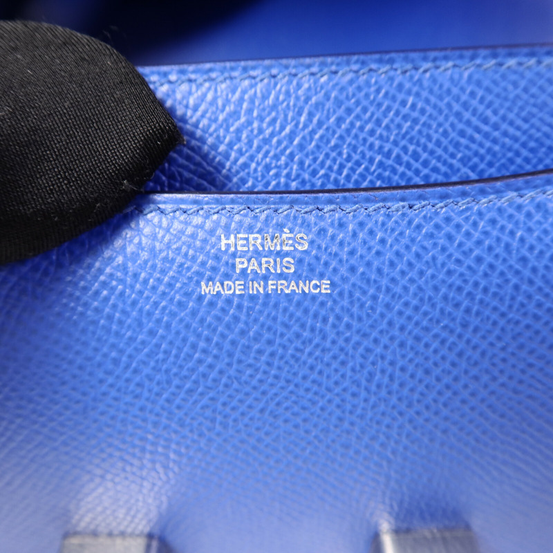 HERMES Epsom皮革Constance Mini肩背袋Bleu France-5