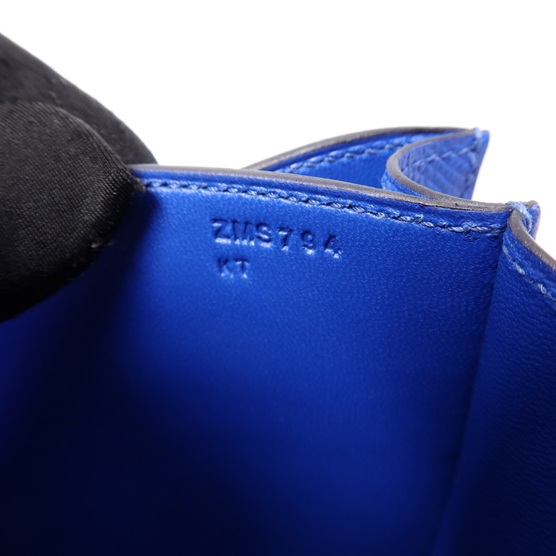 HERMES Epsom皮革Constance Mini肩背袋Bleu France-7