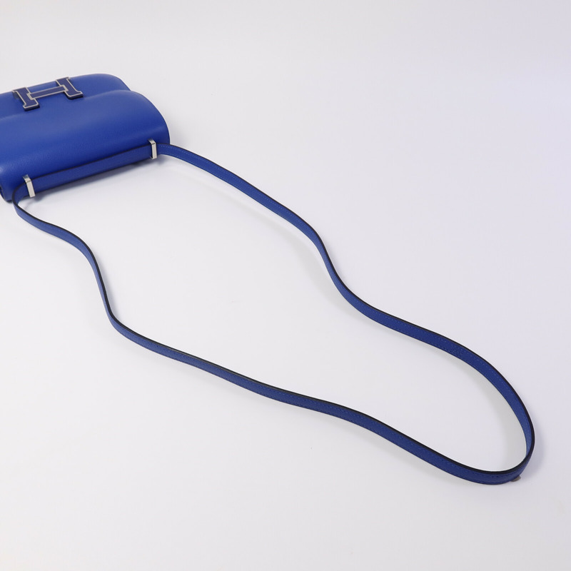 HERMES Epsom皮革Constance Mini肩背袋Bleu France-8