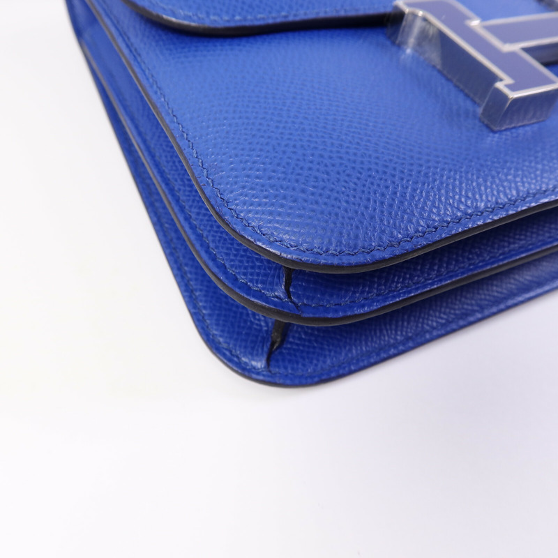 HERMES Epsom皮革Constance Mini肩背袋Bleu France-11