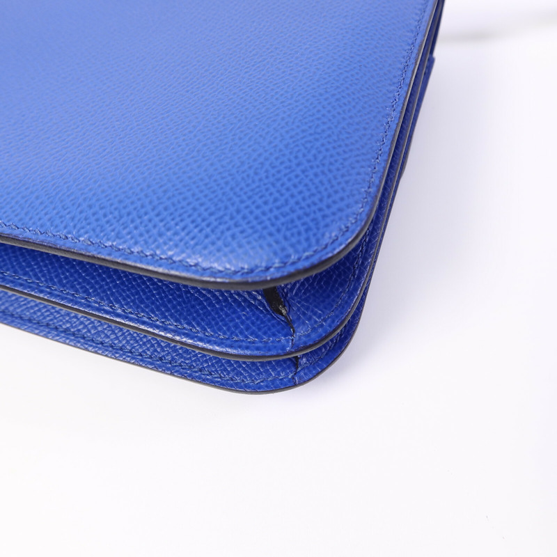 HERMES Epsom皮革Constance Mini肩背袋Bleu France-12