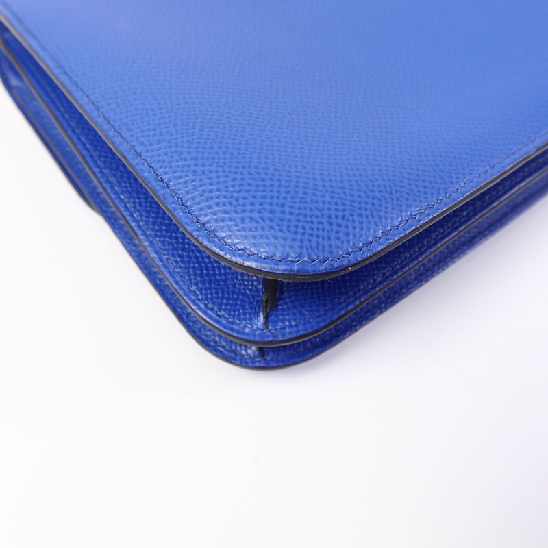 HERMES Epsom皮革Constance Mini肩背袋Bleu France-13