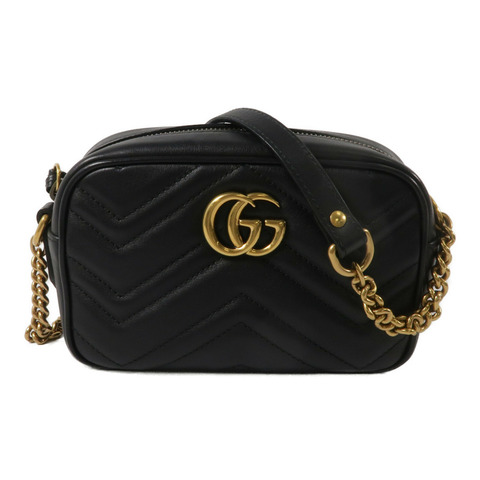 GUCCI 羊皮皮革GG Marmont Mini鏈帶肩背袋