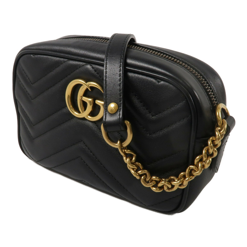 GUCCI 羊皮皮革GG Marmont Mini鏈帶肩背袋-1