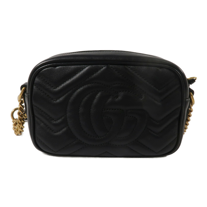 GUCCI 羊皮皮革GG Marmont Mini鏈帶肩背袋-2