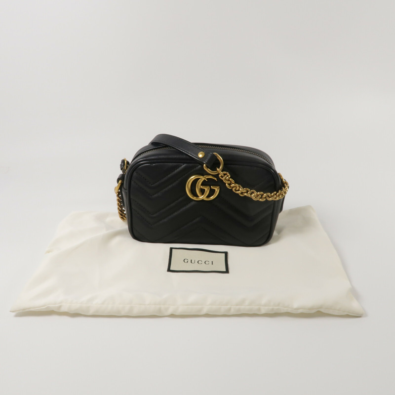 GUCCI 羊皮皮革GG Marmont Mini鏈帶肩背袋-9