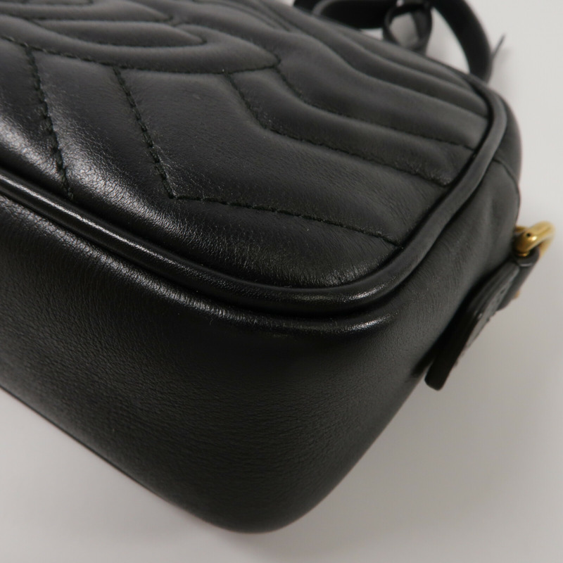 GUCCI 羊皮皮革GG Marmont Mini鏈帶肩背袋-13