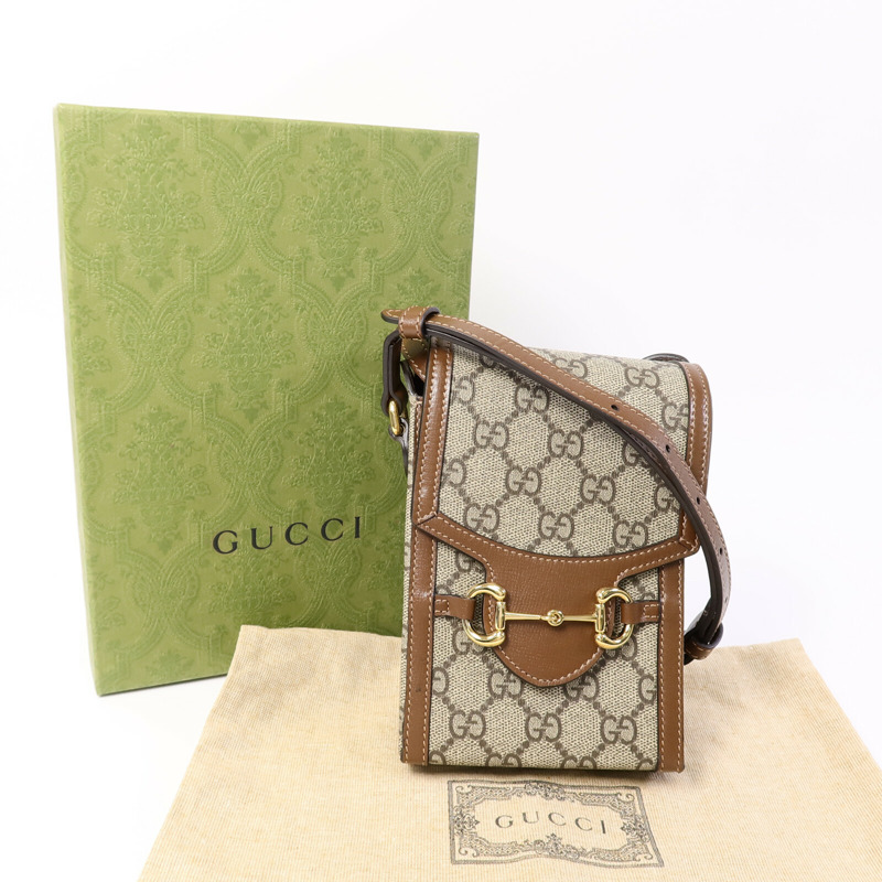 GUCCI 塗層帆布Horsebit 1955肩背袋-9