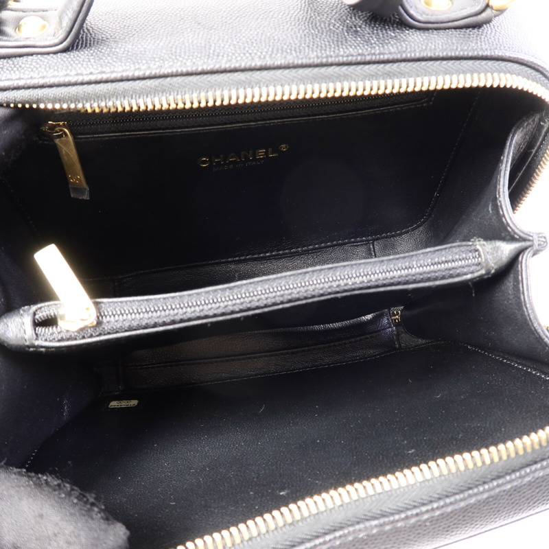 CHANEL 牛皮皮革CC Filigree Vanity Case Medium手挽肩背兩用袋-4