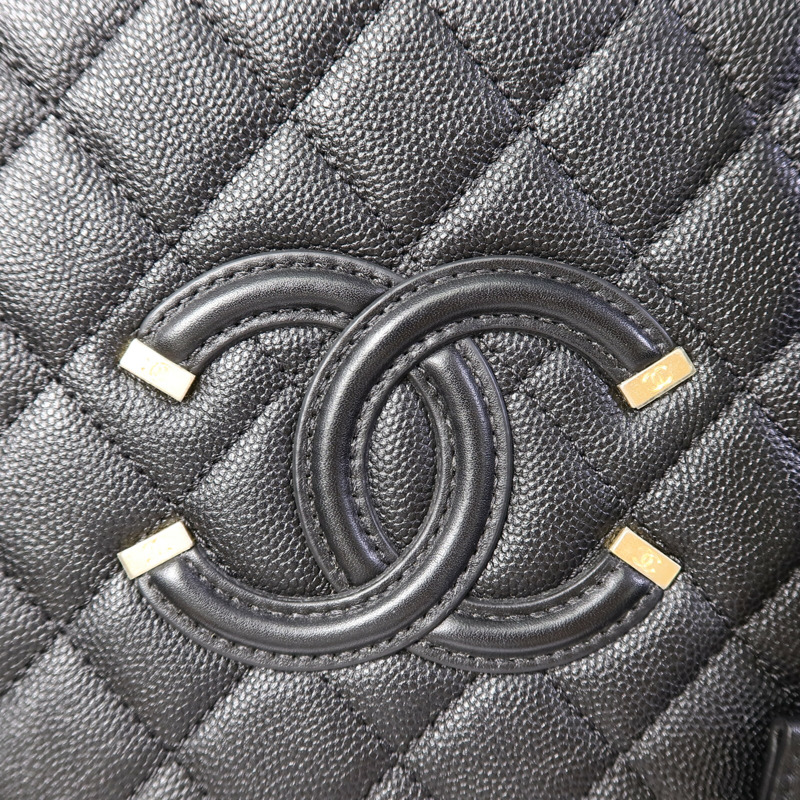 CHANEL 牛皮皮革CC Filigree Vanity Case Medium手挽肩背兩用袋-6
