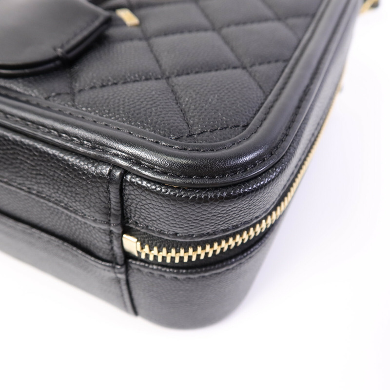 CHANEL 牛皮皮革CC Filigree Vanity Case Medium手挽肩背兩用袋-10