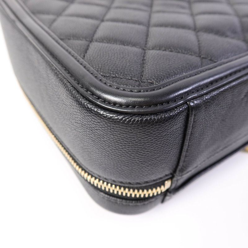 CHANEL 牛皮皮革CC Filigree Vanity Case Medium手挽肩背兩用袋-13