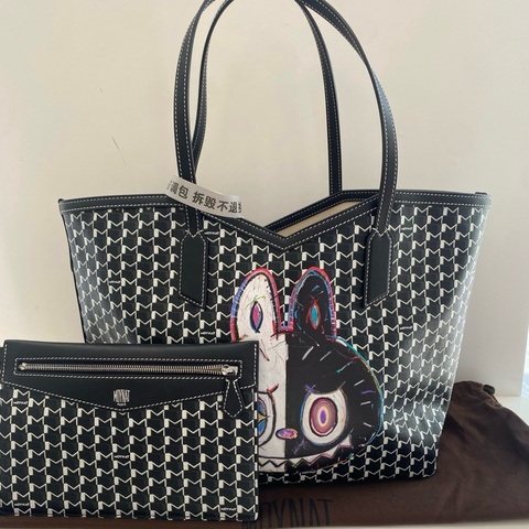 ✨MOYNAT x Labubu莫奈聯名托特包單肩包手提包購物袋 黑白老花款 全新 底長32cm💛正品