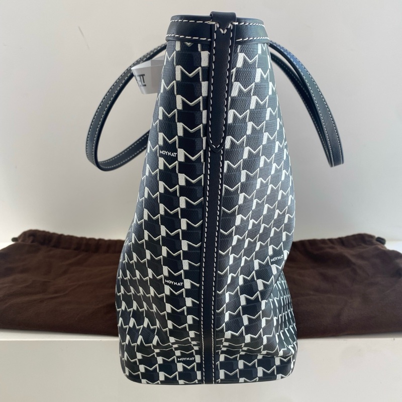 ✨MOYNAT x Labubu莫奈聯名托特包單肩包手提包購物袋 黑白老花款 全新 底長32cm💛正品-3