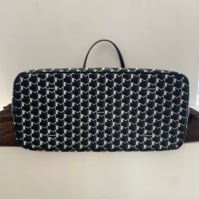 ✨MOYNAT x Labubu莫奈聯名托特包單肩包手提包購物袋 黑白老花款 全新 底長32cm💛正品-4