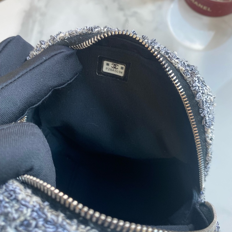 Chanel 毛呢雙肩包 灰色銀鏈-6