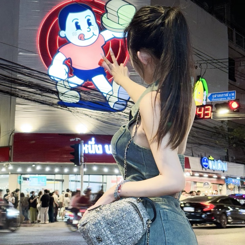 Chanel 毛呢雙肩包 灰色銀鏈-8